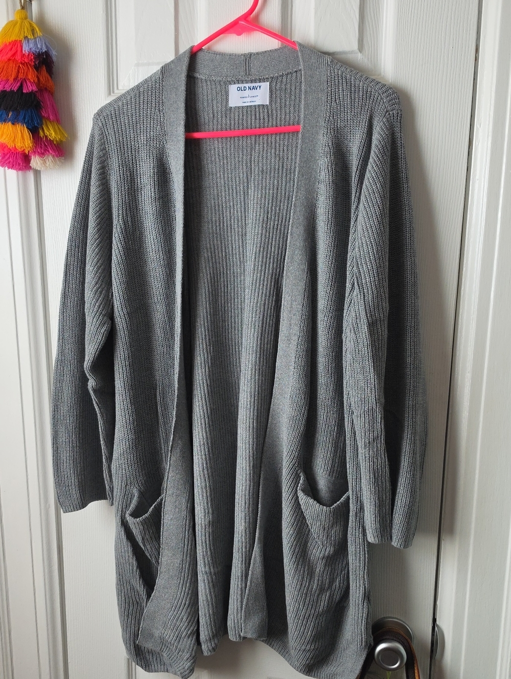 NWOT Old Navy Gray Ribbed Open-Front Cardigan with Pockets
